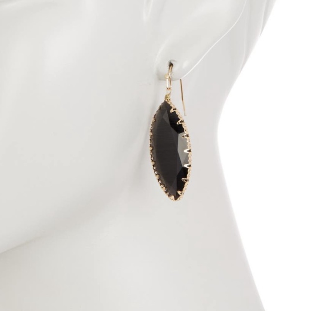 Wire Wrapped Black Stone Earrings - Picture 2 of 2